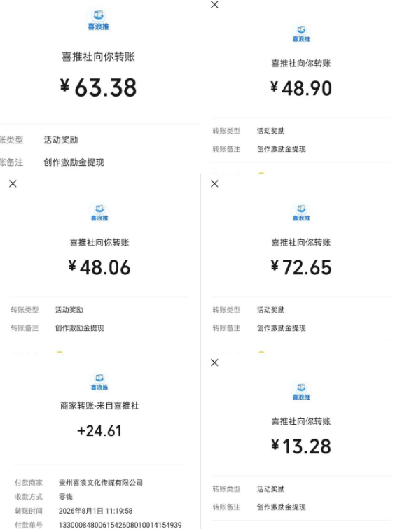 喜浪堆：AI作品生成小程序，LL视频发布低保任务赚收益-首码项目网-创业网-全球领先的创业项目网站-淘灵感首码网